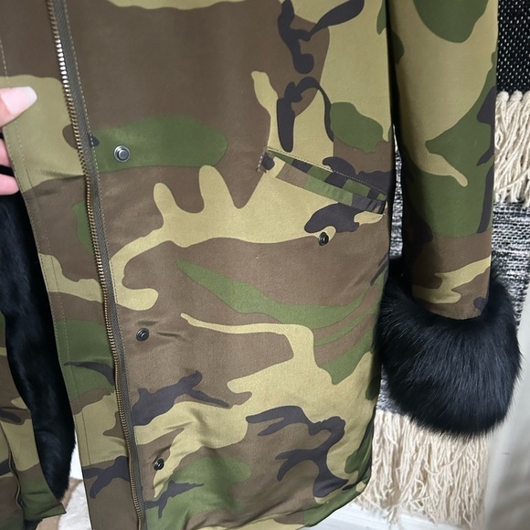 VOLARE New York Camouflage fox fur jacket army green and black size S NWT - Picture 7 of 16